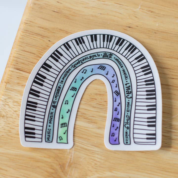 Pegatina arcoíris con música alrededor del mundo para venta al por mayor de Musically Minted