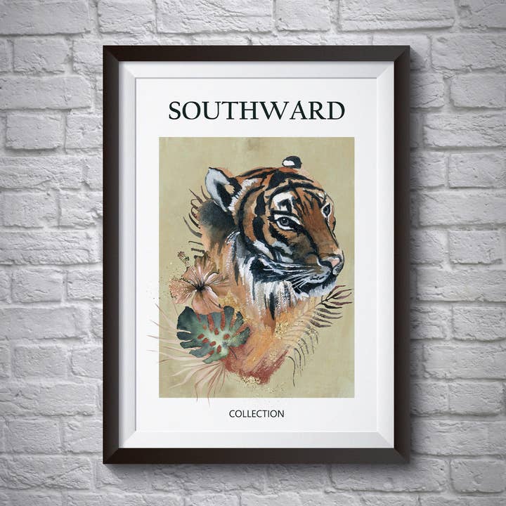 Férocité Florale - Collection Southward - Affiche tigre pour la vente par Artcamia