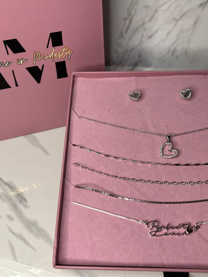 Perfectly Loved Necklace - 7 pc Gift Box in 18k White Gold for wholesale by Adorn Me In Modesty