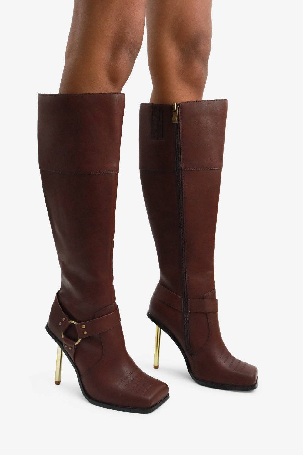 Lemonade Shoes – Engroshandel Støvler - Dame – ELLERY - Slanke Stiletto Knæhøje Støvler med Metalliske Accenter7