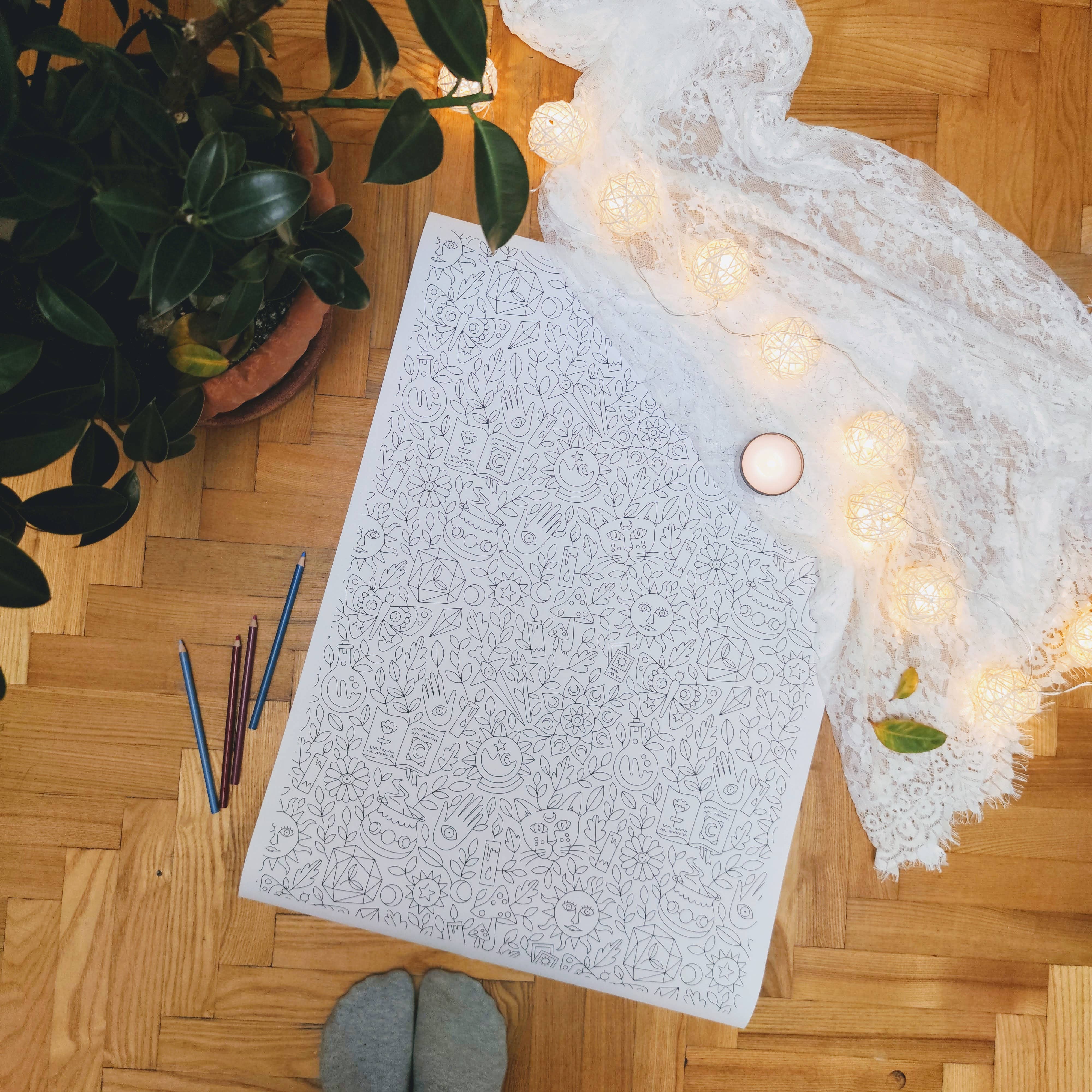 Anna Grunduls Design – wholesale Poster – Seamless Pattern Witchy Magic Coloring Poster1