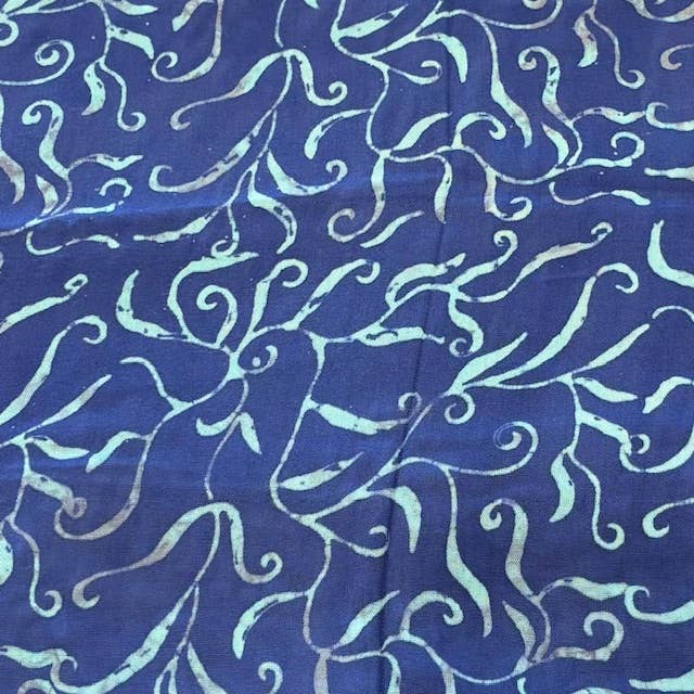 Cobalt Blue w/ Aqua Vine Batik Scarf / Rayon      for wholesale by Asia West