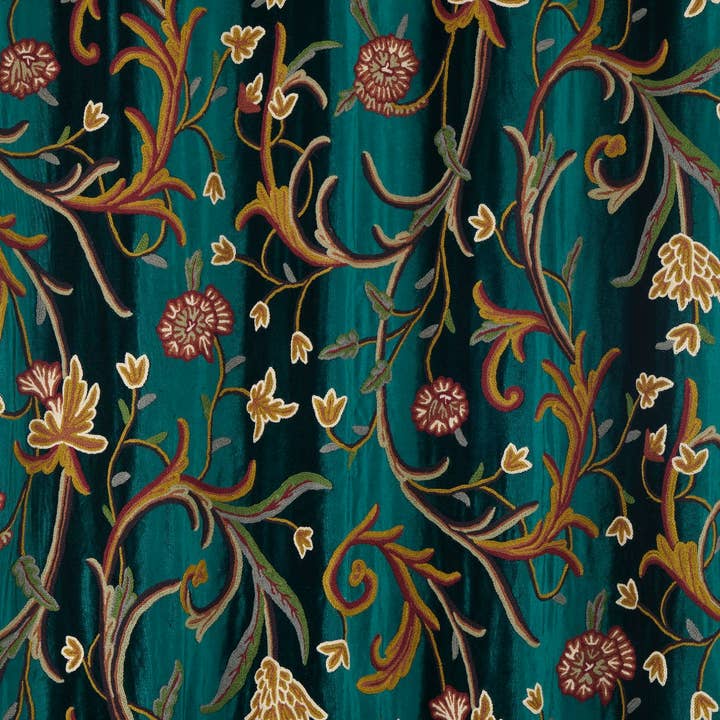 Ellyssion - weelderige groene crewelstof van topkwaliteit voor wholesale door Jersey Lily