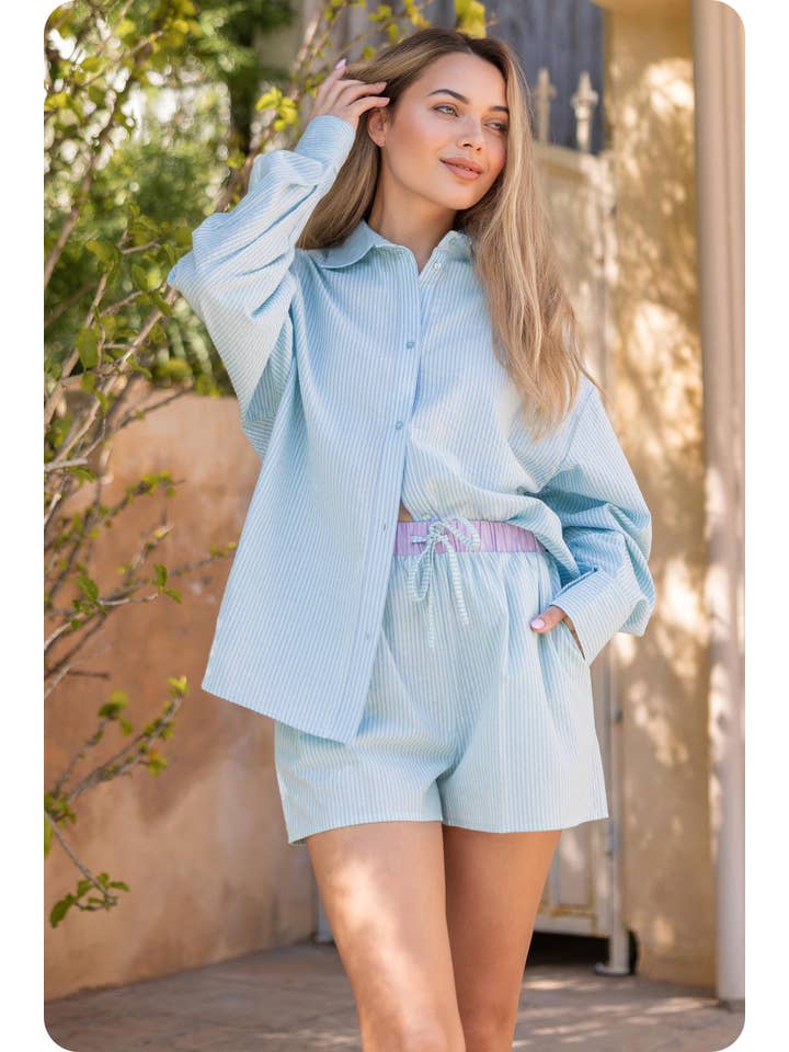 Strut & Bolt – Engroshandel Shorts – Kvinder – Stribede bomuldspoplinshorts