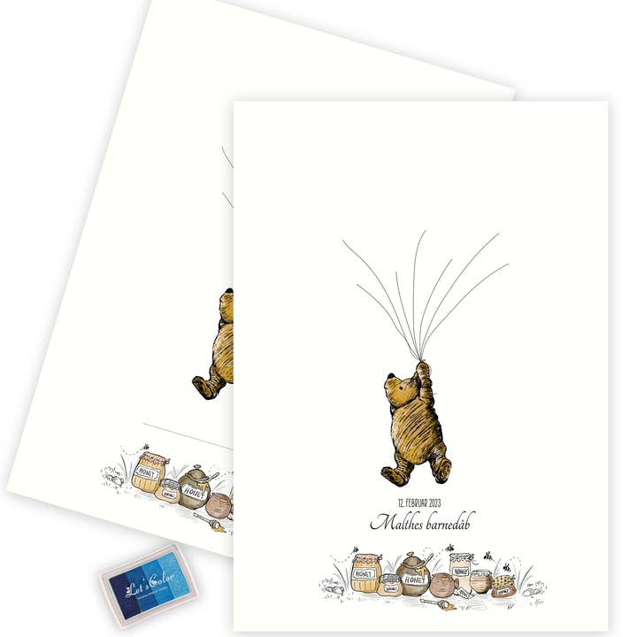 Mouse and Pen Illustration ApS - Wholesale Guest Book - Fingerprint - Winnie-the-Pooh with balloon (blue )0