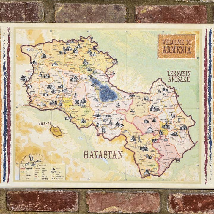 Impression sur toile Carte de l'Arménie en précommande pour la vente par Anet’s Collection