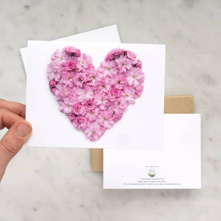 Cherry Blossom Heart Greeting Card – A2 Blank Card for wholesale by Bottle Branch