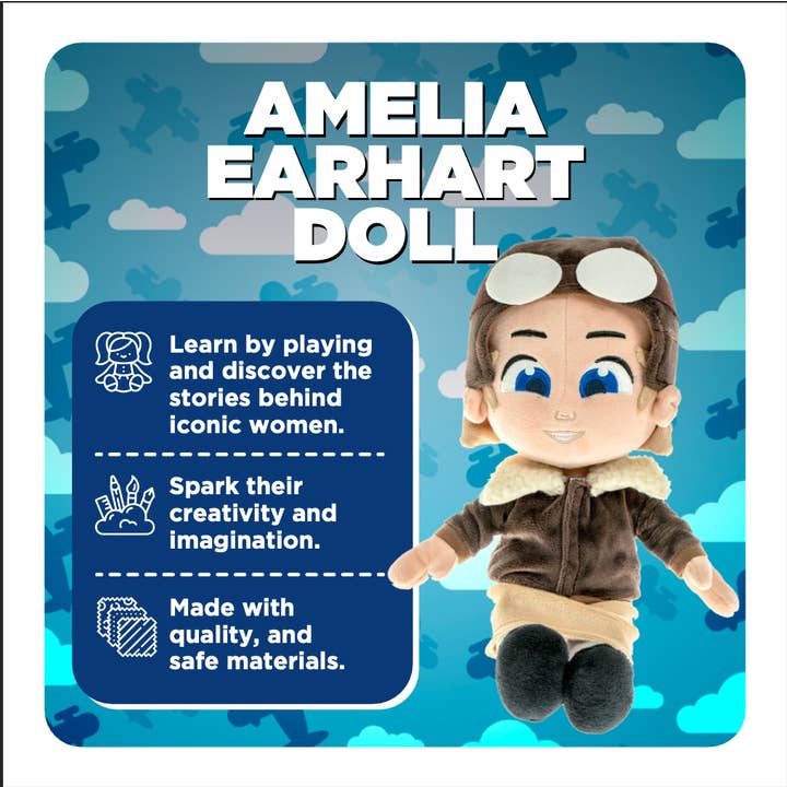 Little Rebels - Wholesale Stuffed/Plush Toy - Kids & Baby - Amelia Earhart Plush Doll: Inspiring and Interactive