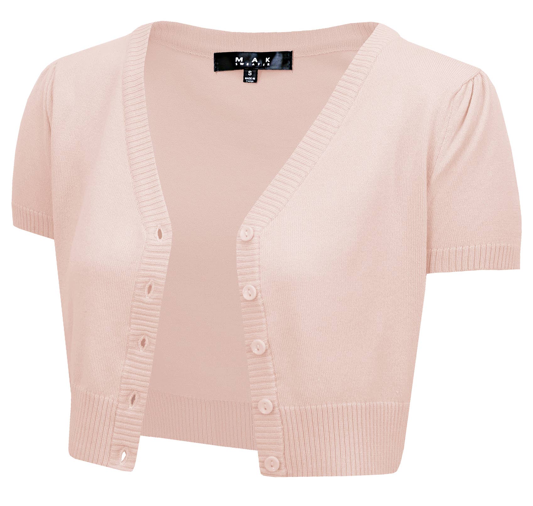 Mak - Vente Cardigan – femme - Cardigan boléro court à manches courtes bouffantes et col en V HB213771