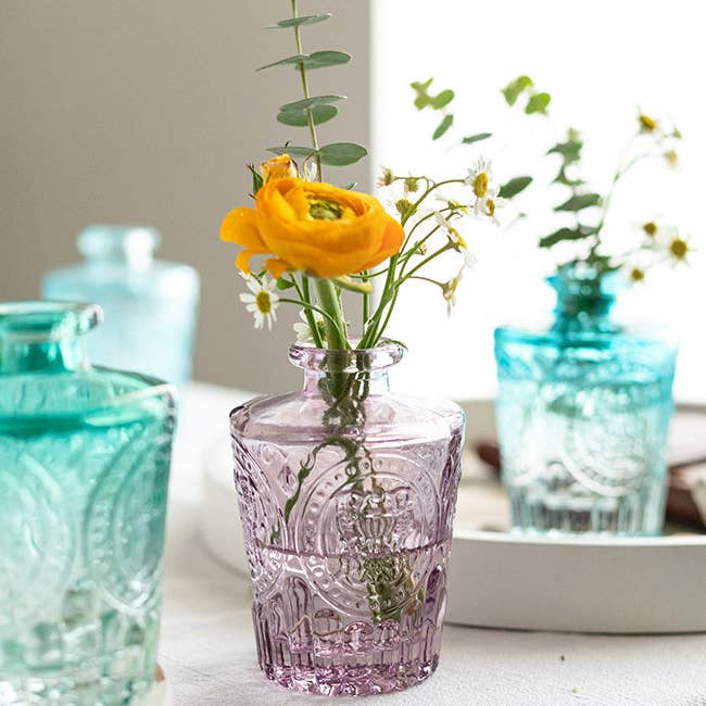 Sweet Home Deco - Wholesale Vase - Vintage Decorative Glass Vases, Colored Bud Flower Vases, 10
