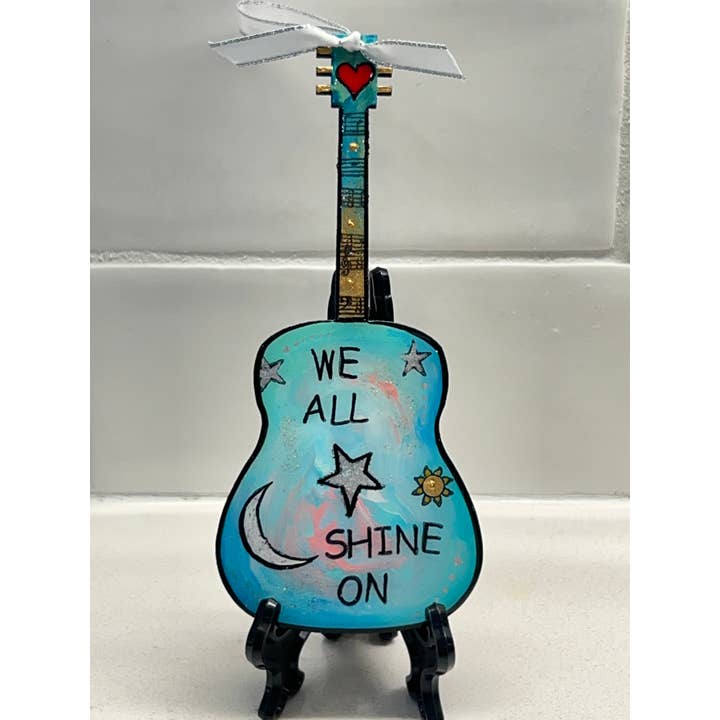 Guitar Ornament, Beatles, We All Shine On for wholesale by Clever Clogs Art