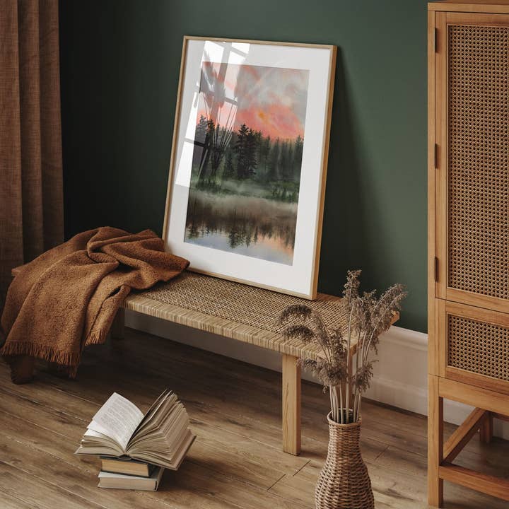 Paperbec Design Co. - Wholesale Art Print - "Rockwood Morning Dew" Lake Sunrise Watercolor Print3