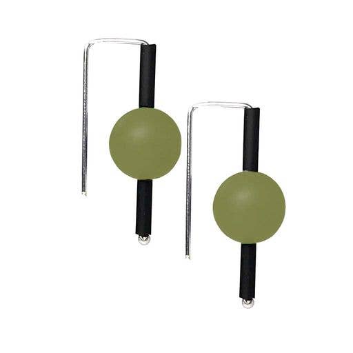 Sterling silver rubber, modern FUN EARRINGS Olive for wholesale by Frank Ideas