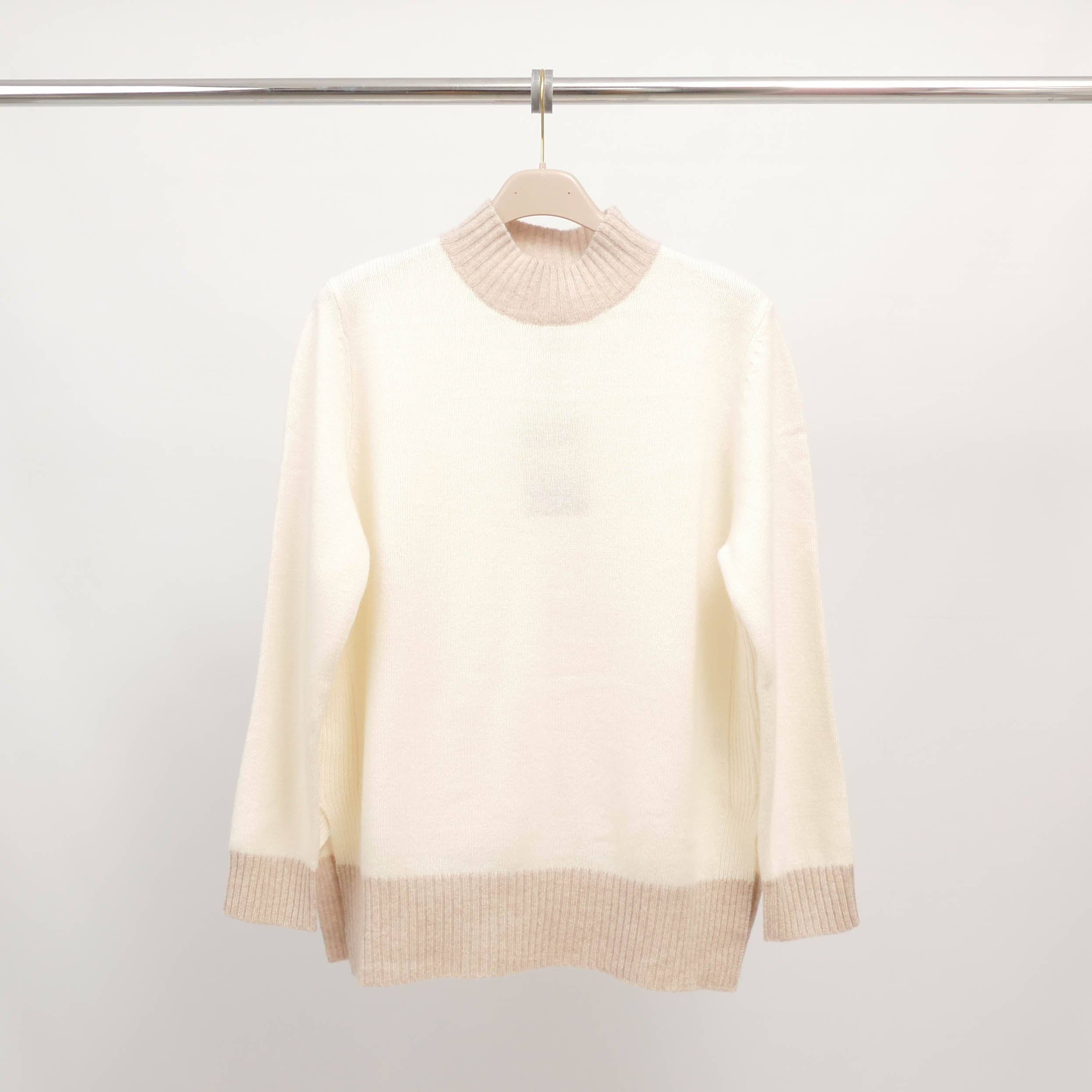 Cecile Wang - Wholesale Knit Sweater - Women's - Two-tone wool sweater with high collar HYL181120