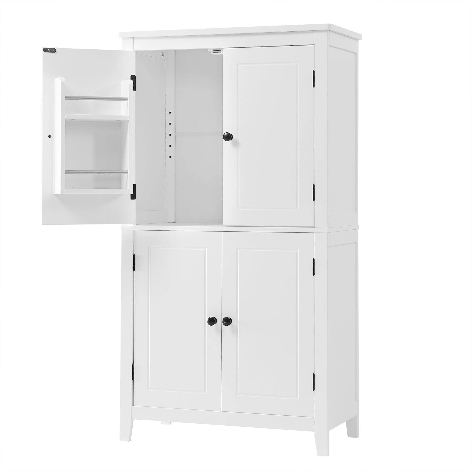 Orange County Decor - Wholesale Cabinet - Elegant Bathroom Floor Storage Cabinet, Bathroom Storage Unit, Freestanding Cabinet With 4 Doors, Adjustable Shelves, Adaptable Shelves, White White Mdf24