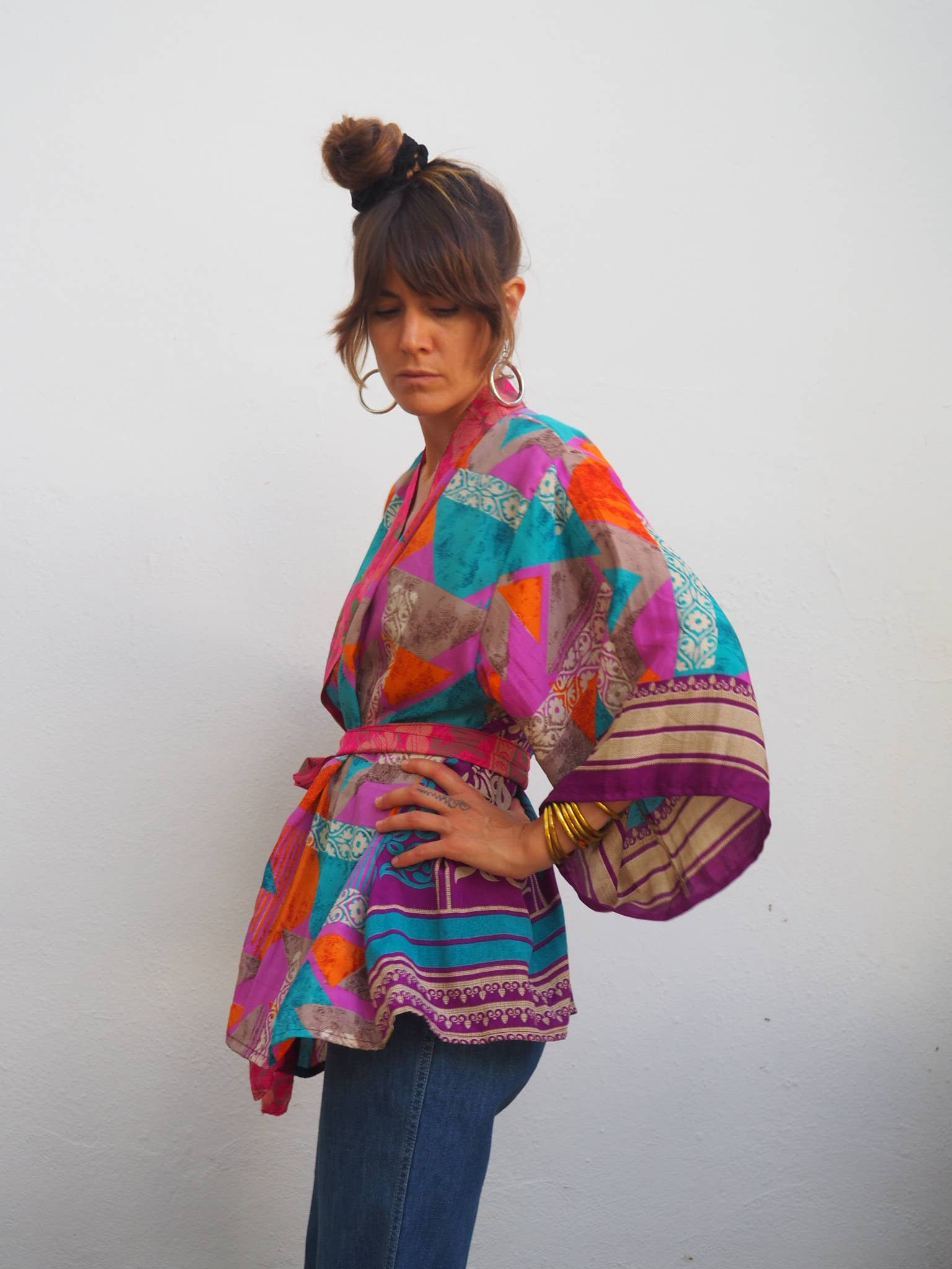 Vagabond Ibiza - Wholesale Kimono - Women's - The Kardash Kimono Short – Up-cycled Vintage Sari Kimono 35