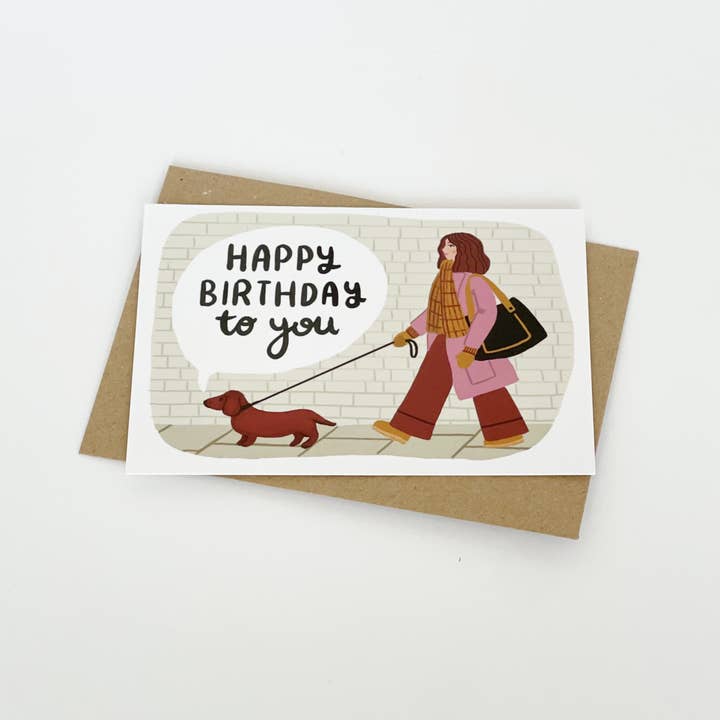 Lomond Paper Co - Wholesale Birthday Card - Happy Birthday To You - Dachshund