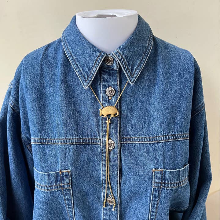 Velvet Outlaw - Wholesale Y-Neck/Lariat Necklace - Armadillo Gold Vintage Style Bolo Tie3