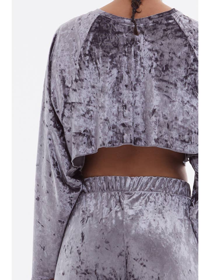 Metallic Grey SET - velvet Tracksuit for wholesale on Faire2