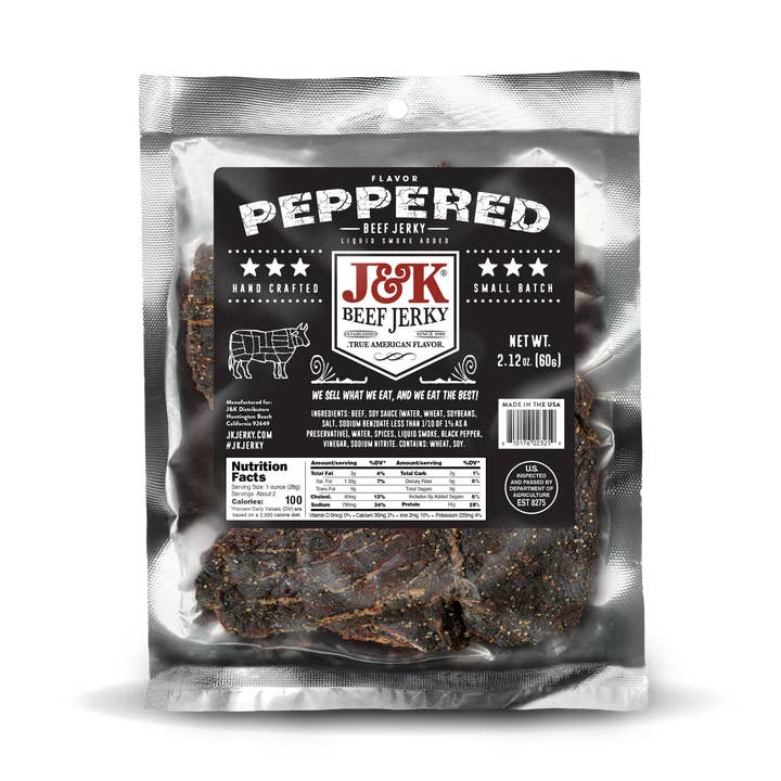 J&K Beef Jerky - Peppered 2.12oz for wholesale by J&K Distributors