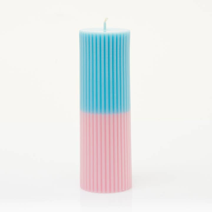 PILLAR TWO-TONE COTTON CANDY CANDLE for wholesale by Ancient Candle Co.