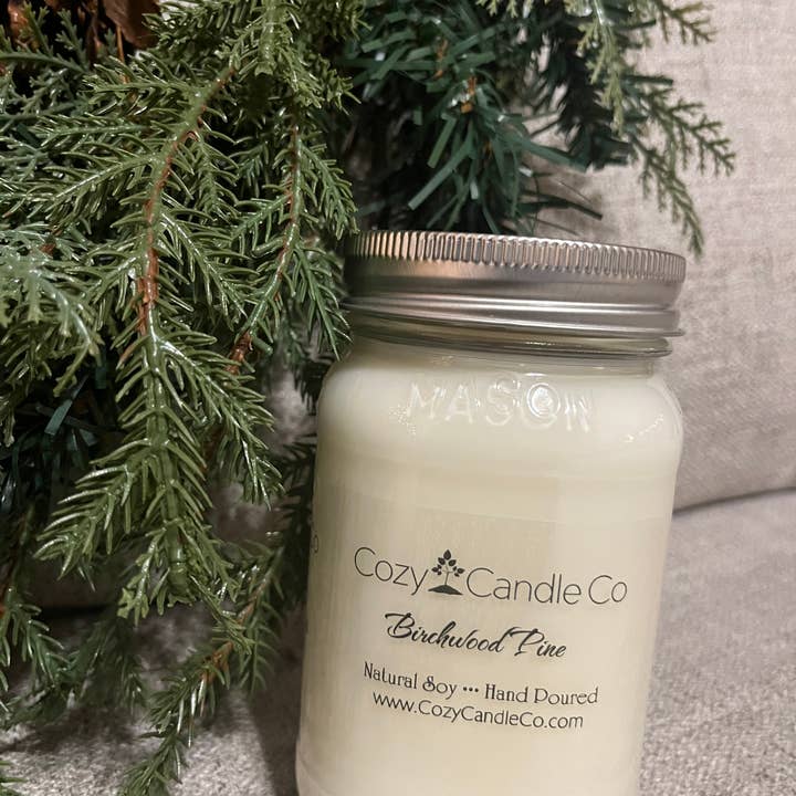 Birchwood Pine Soy Candle for wholesale by Cozy Candle Co