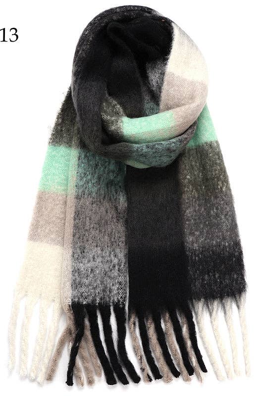 Adorro - Wholesale Scarf - Women's - Chunky Oblong Plaid Multi Color Brushed Scarf (18 colors)8