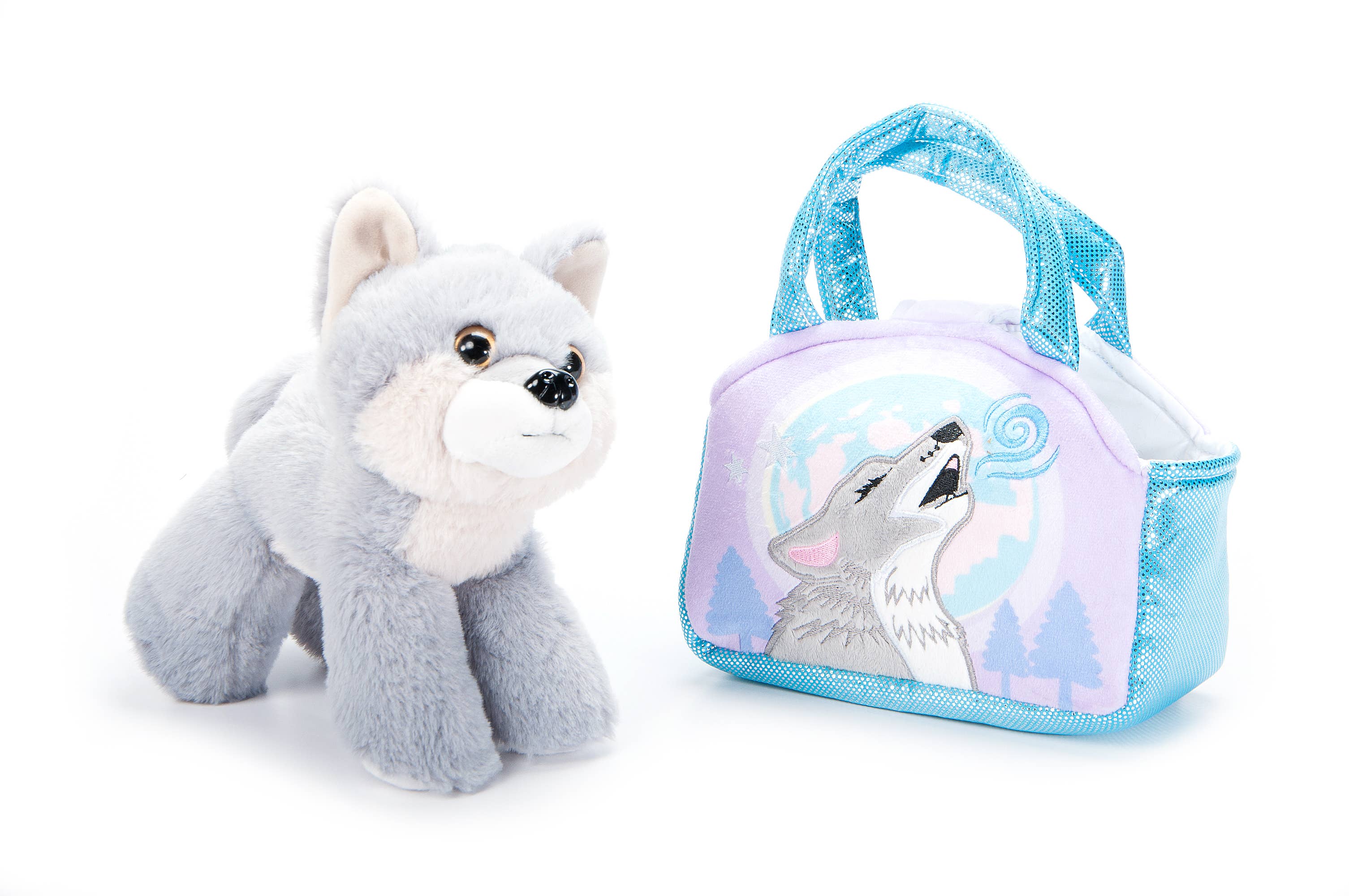 The Petting Zoo - Wholesale Purse/Bag Accessory - Kids - Plush Animal Set with Purse -  Grey Wolf0