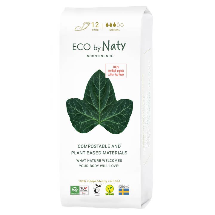 Coussinets d'incontinence Normal, Compostable, 12 Pcs pour la vente par Eco by Naty