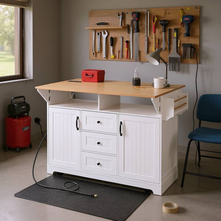 HOMYCASA DESIGN INC - Wholesale Kitchen Storage/Organizer - White Rolling Kitchen Cart with Drop Leaf Adjustable Storage2