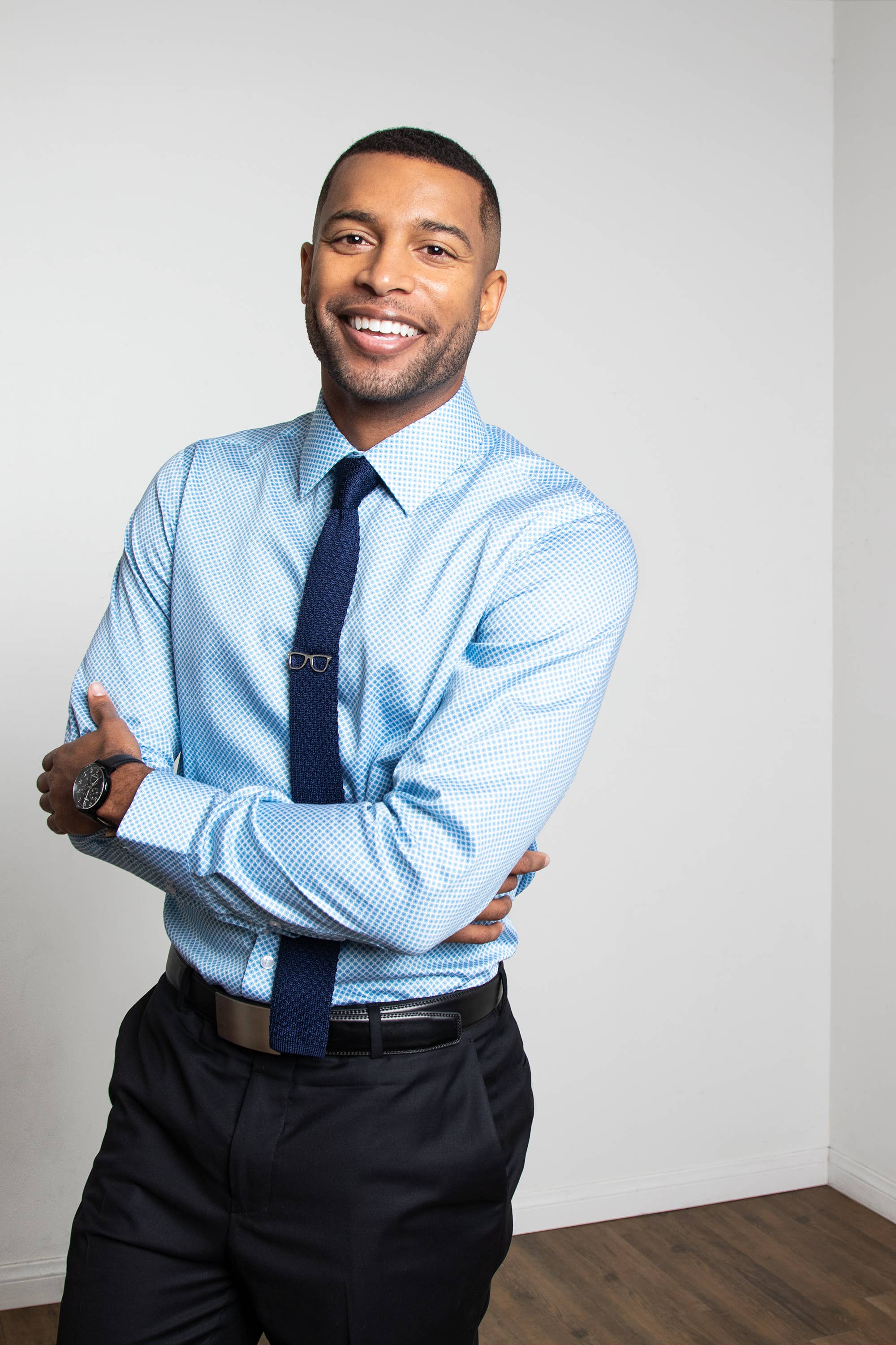 Alynn - Wholesale Button Down Shirt - Men's - Porter Slim Fit Blue Dress Shirt by Alynn  3