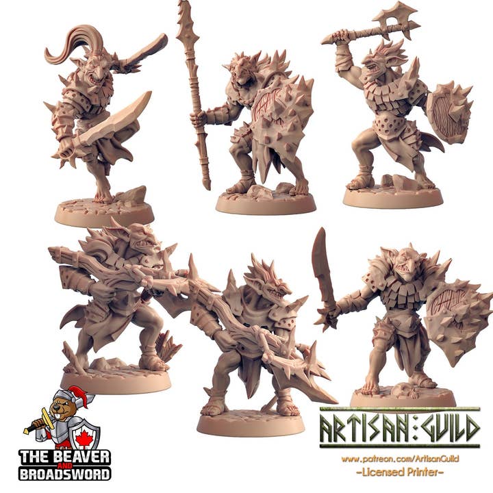 6 Hobgoblin warrior mini pack - Artisan Guild | DnD | Goblin | Fighter | Ranger | Goblinoid | Monster | Pathfinder | Orc | TTRPG for wholesale by The Beaver and Broadsword