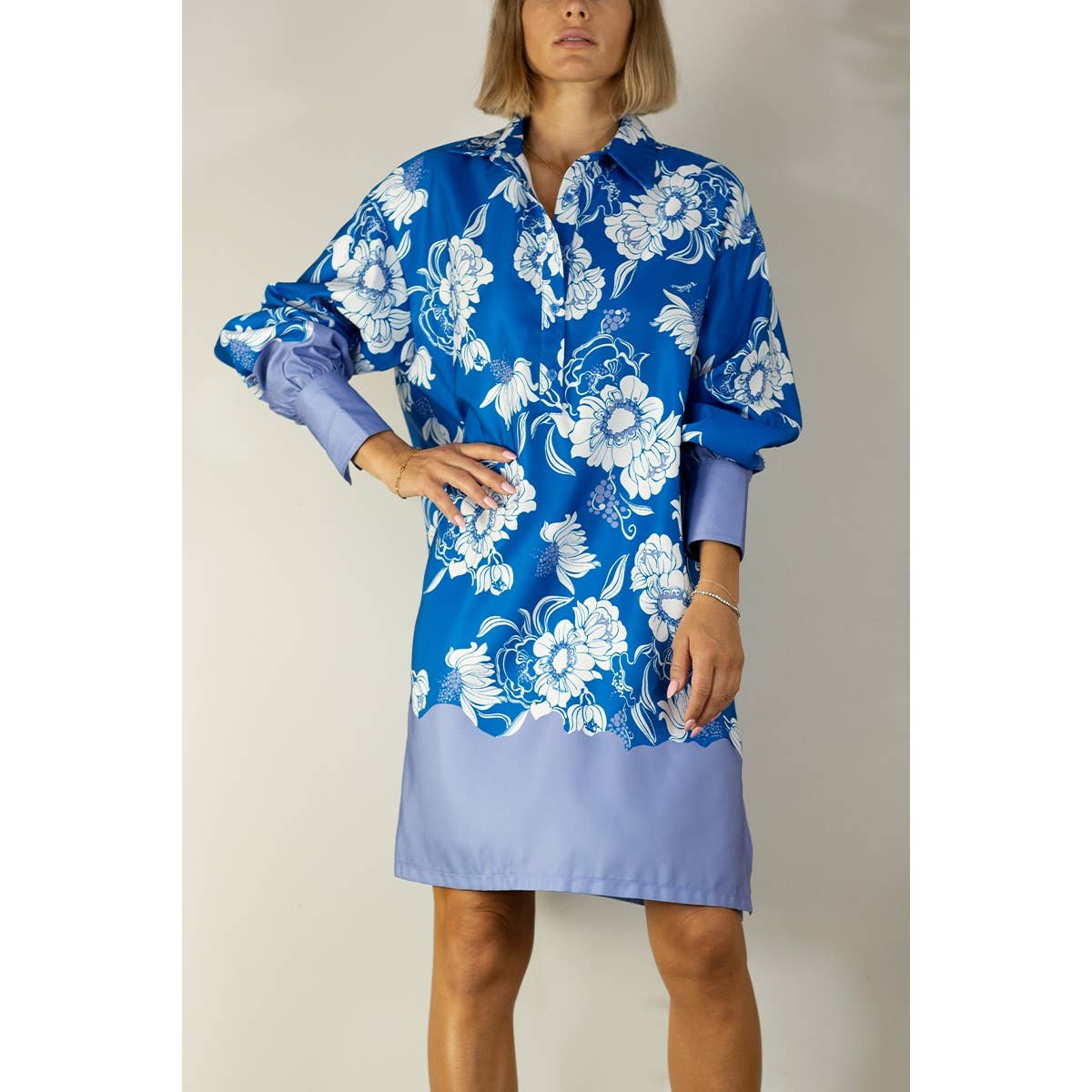 BLU ABITO CHEMISIER STAMPA BOARDER in vendita all'ingrosso su Faire15