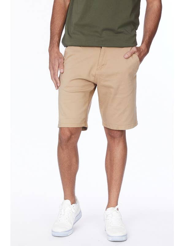 khaki MEN'S TWILL CHINO STRETCH SHORTS for wholesale on Faire