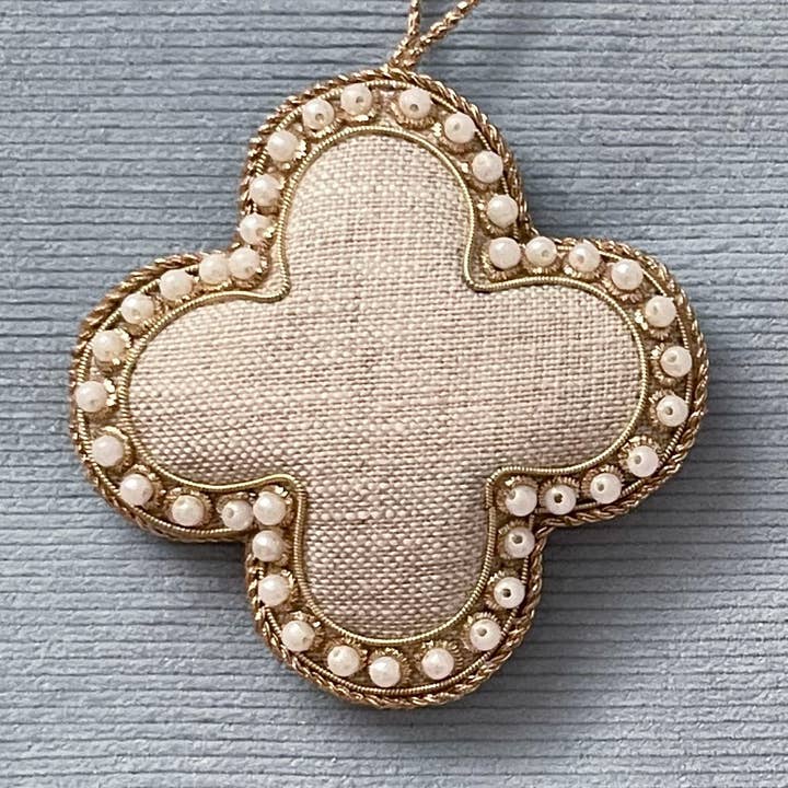 Handmade Quatrefoil Holiday Decoration in Irish Linen for wholesale by Katie Larmour Linen