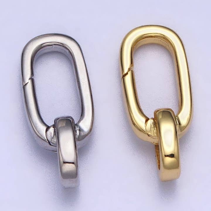 Gold or Silver Push Gate Oval Clasp, Spring gate Clasp, 16x17mm Wholesale Supply for Necklace Jewelry Making Charm Holder Z311 for wholesale by Aim Eternal