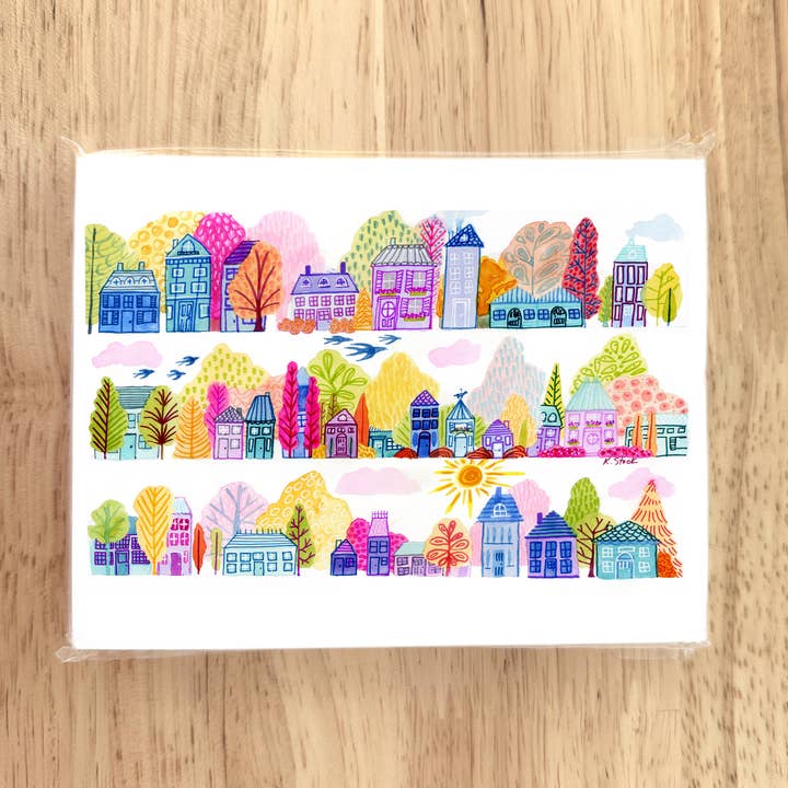 Main Street in Bloom - Cartes de notes pour la vente par Kerstin Stock Art