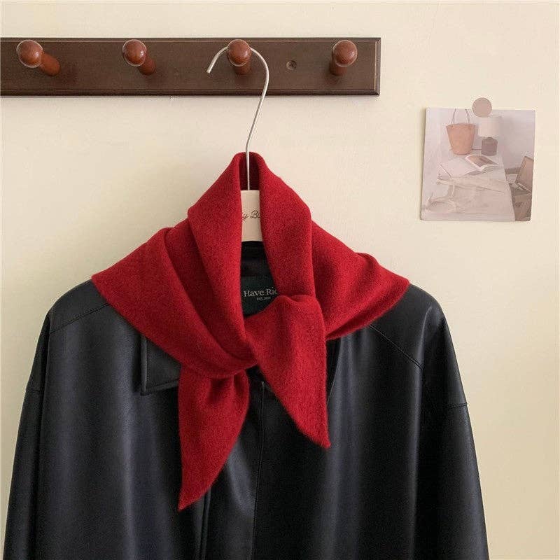 Mirazshoes WholeSale - Wholesale Scarf - Women's - Wool Solid Color Knitted Triangle Scarf3