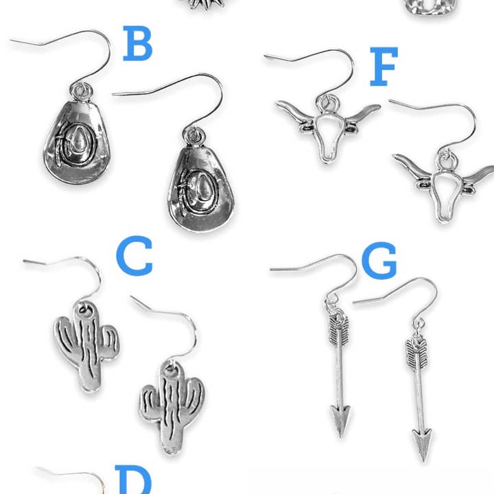 Silver Western Dangle Fishhook Earrings for wholesale by Broken Record Boutique