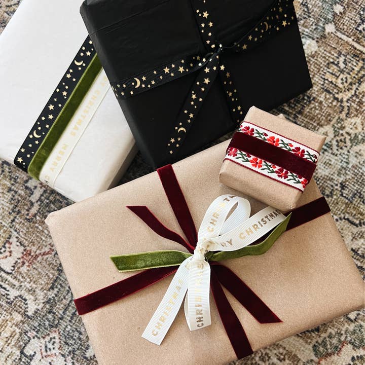 Abigail Jayne Design - Wholesale Ribbon - Gift Wrapping - Gold Star Black Grosgrain Ribbon 3