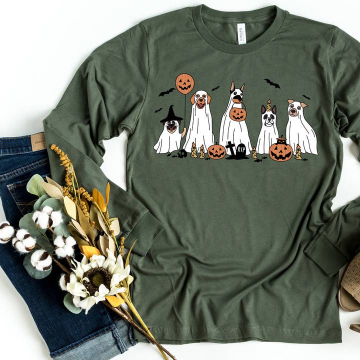 Halloween-Ghost Langarmshirt für Hunde - Halloween-Shir für den Großhandel von The Shirt Company