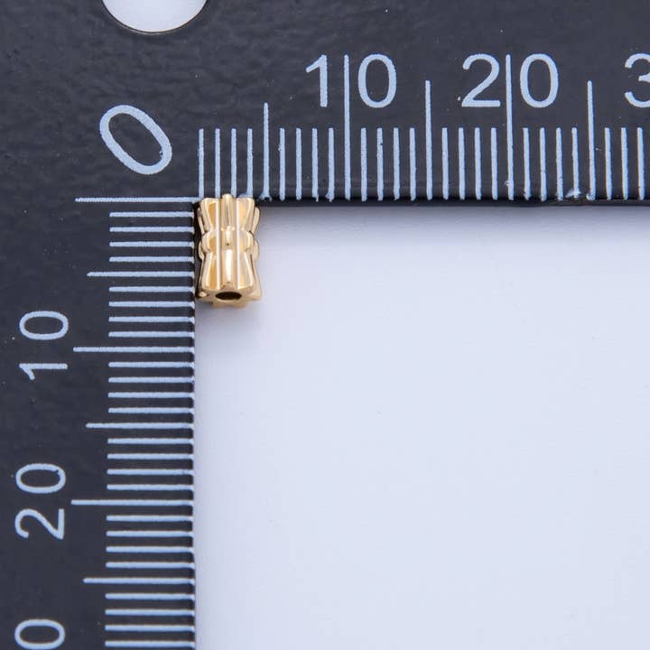 Aim Eternal - Wholesale Beads - 18K Gold Filled 4mm Geometric Lined Tube Bead Spacer Set by 10 Pieces | B8231