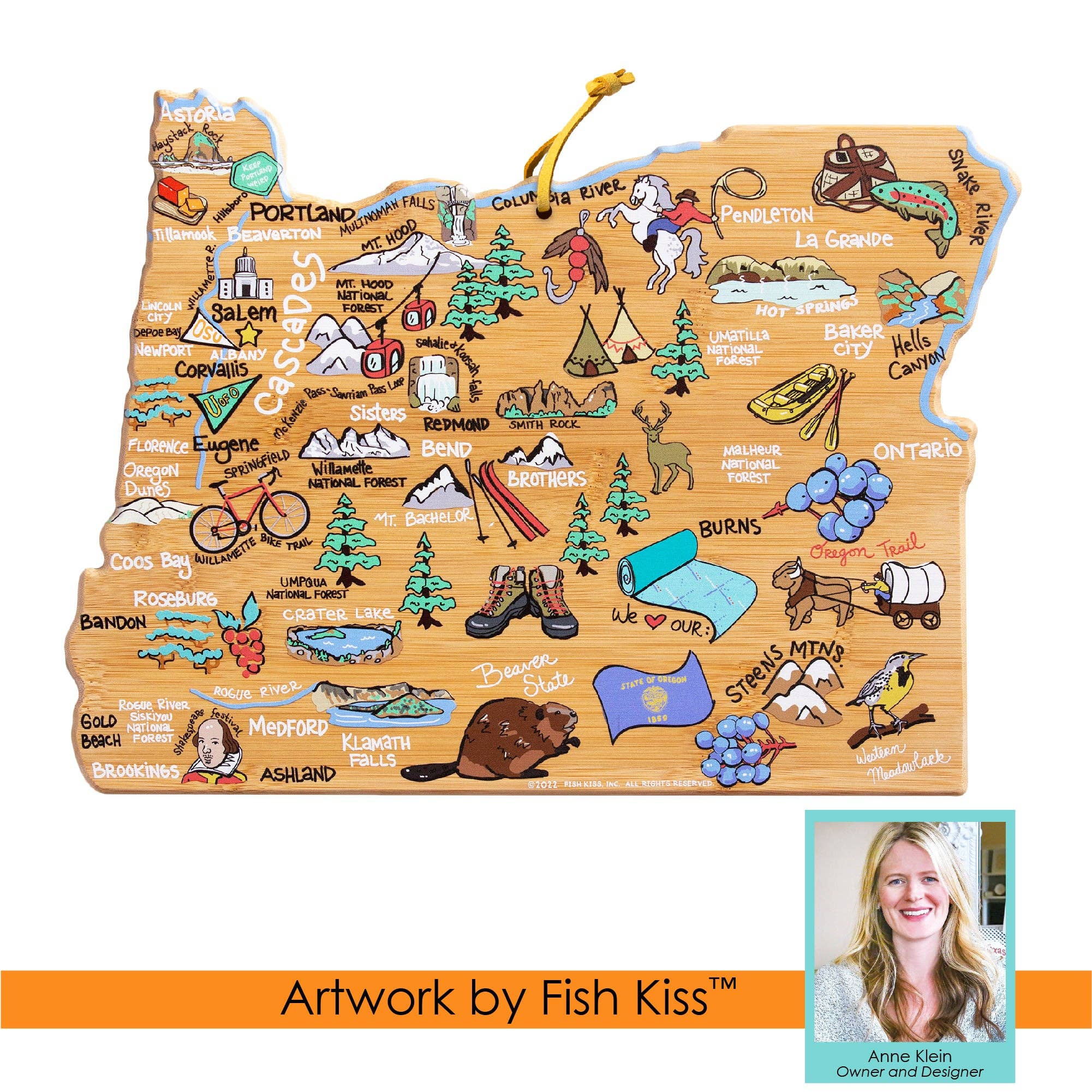 Totally Bamboo - Vente Planche à découper - Planche à découper Oregon avec illustration de Fish Kiss™5