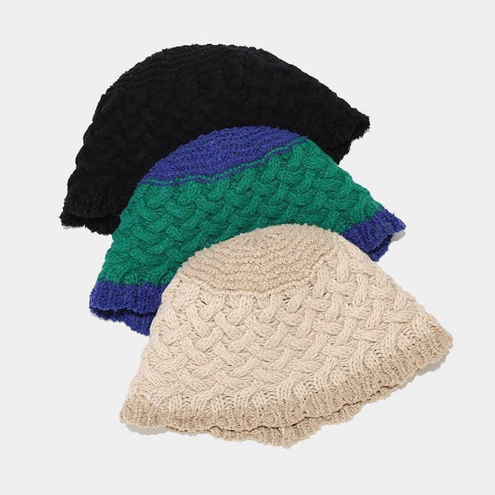 Dipped Shop - Wholesale Bucket Hat - Women's - Vintage Twist Crochet Knit Bucket Hat DPBH0334