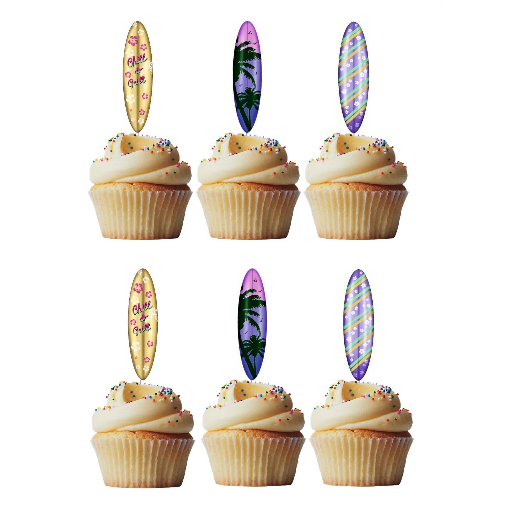 Adorei - Wholesale Cake/Cupcake Topper - Pack of 6 Surfing Cupcake Toppers0