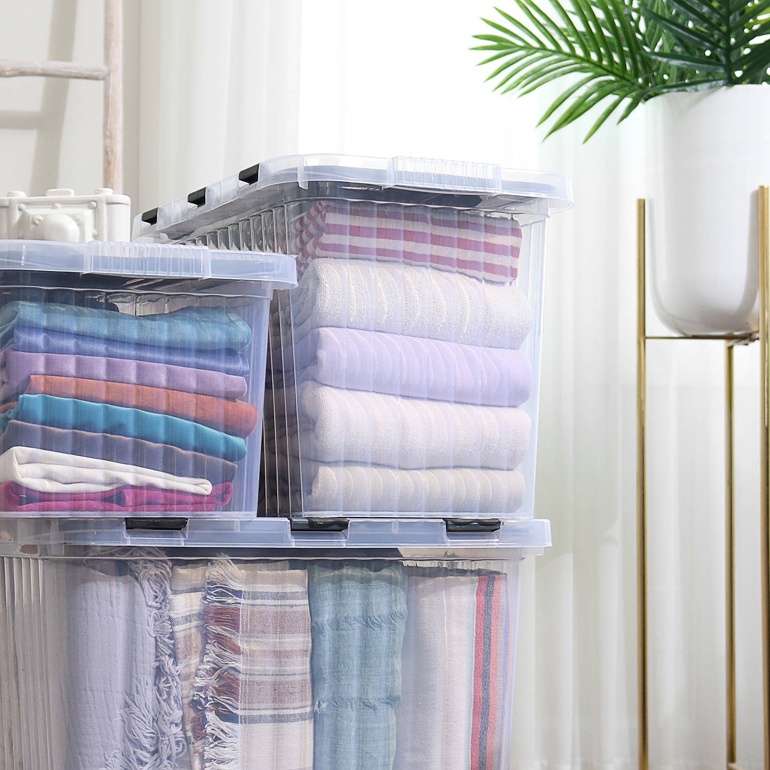 Superio Brand - Wholesale Storage Bin - Superio Hinged Lid Storage Container, Closet Organizer 50L21