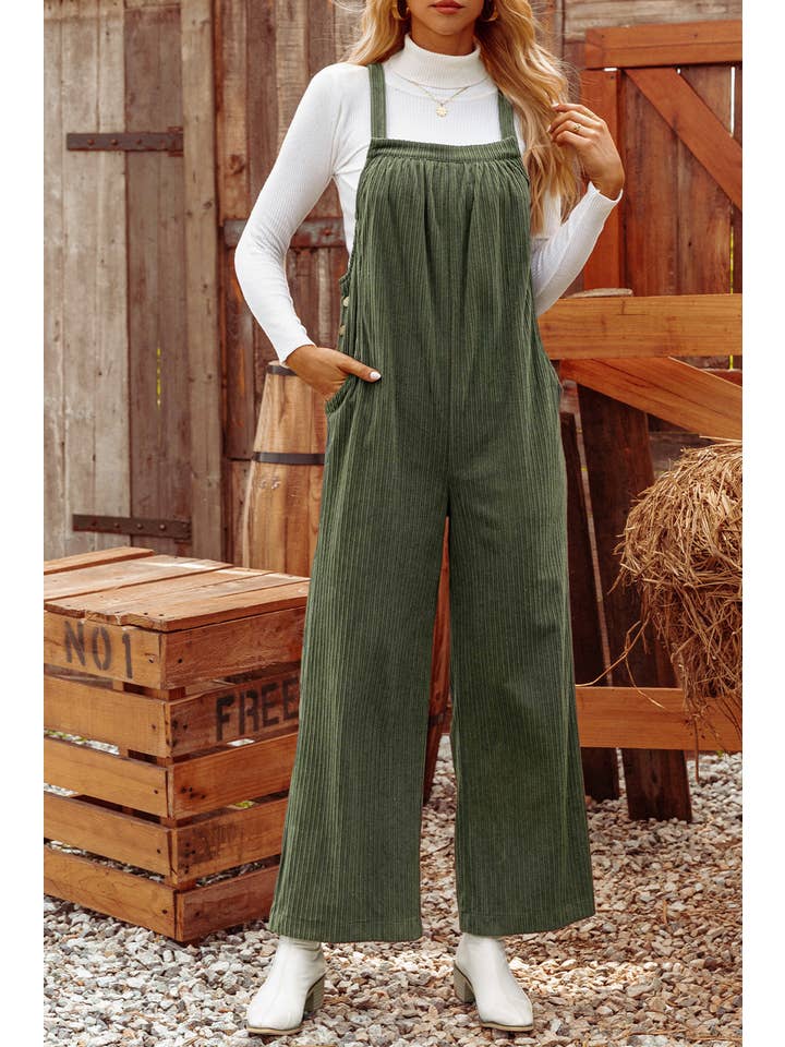 fashionworks - Vente Salopette – femme - Combinaison d'automne en velours côtelé à poches unies et coupe ample de la marque Fashion-W16