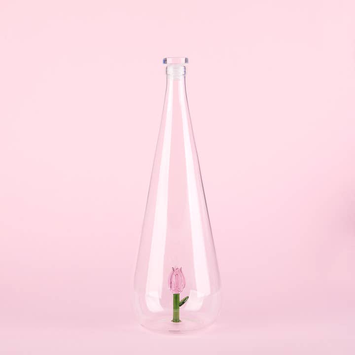 Balvi - Wholesale Water Bottle - Bottle,Botanical Tulip,1.0 L,pink,glass1