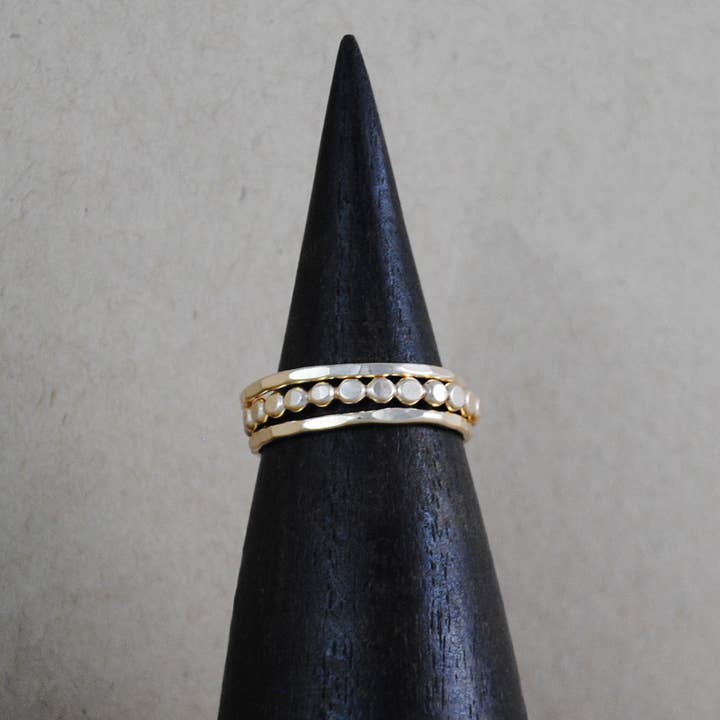 Thick Beaded Stacking Ring Set - gold-filled for wholesale by Cameron Kruse Designs