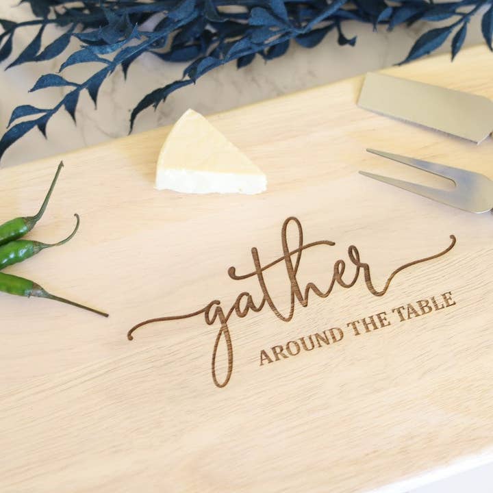 Charcuterie Wood Board - Gather Around The Table for wholesale by Emerald Wood Designs